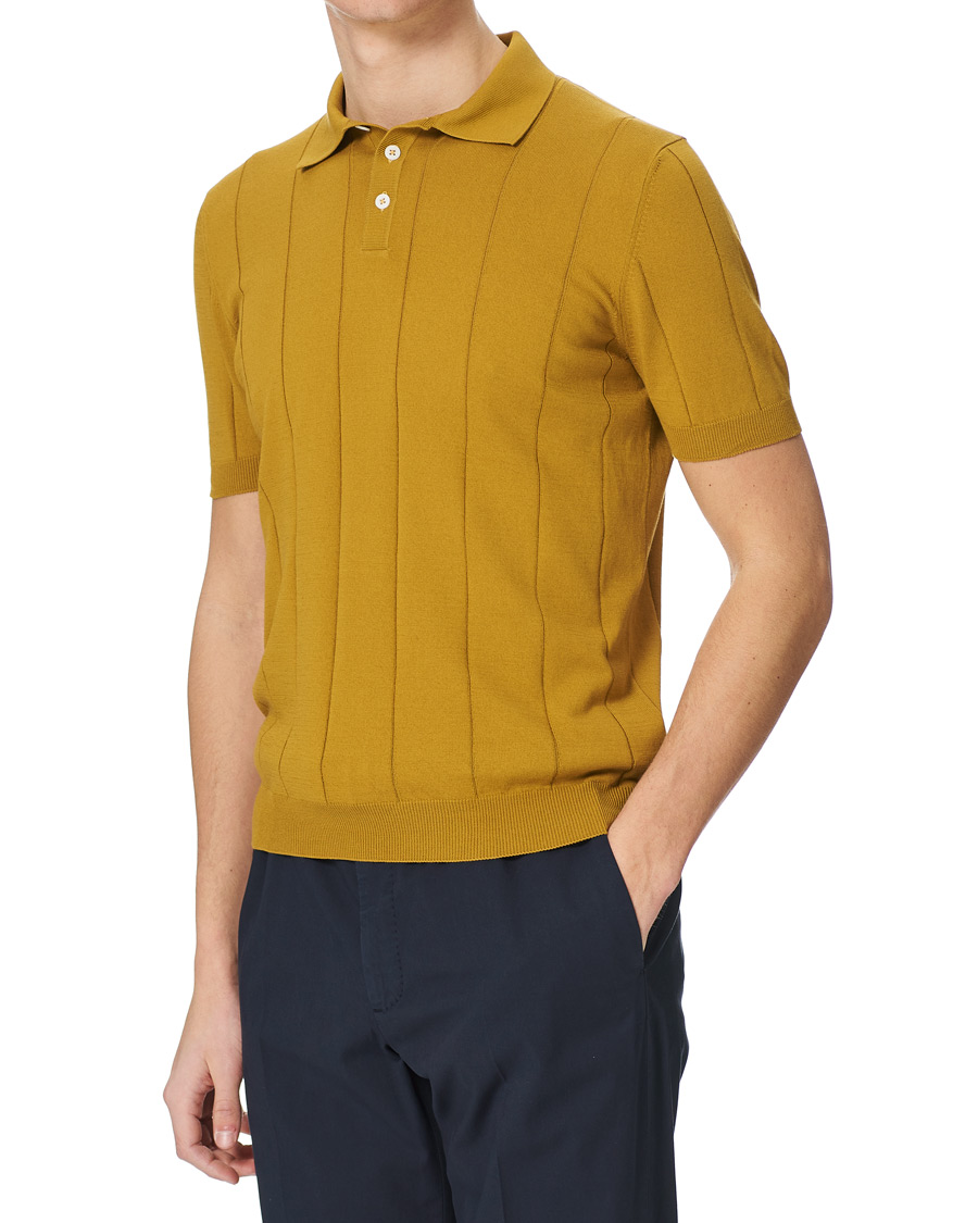 Herren | Poloshirts | Lardini | Cotton Crèpe Knitted Polo Mustard