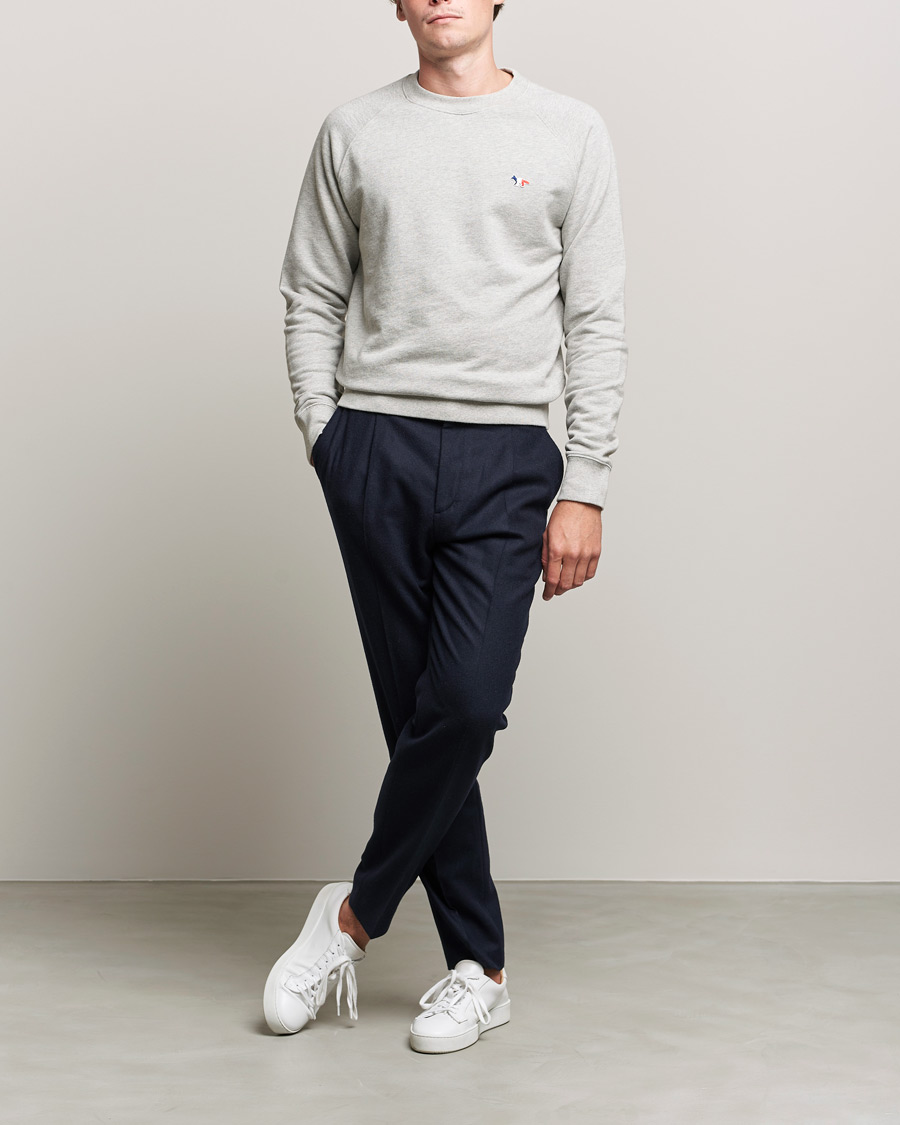 Herren | Pullover | Maison Kitsuné | Tricolor Fox Sweatshirt Grey Melange