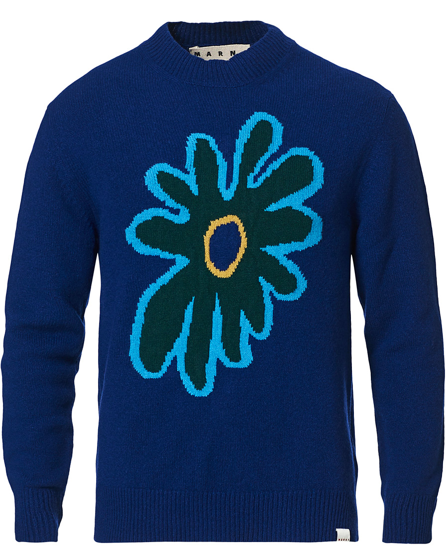 Herren | Pullover | Marni | Cashmere Flower Sweater Dark Blue