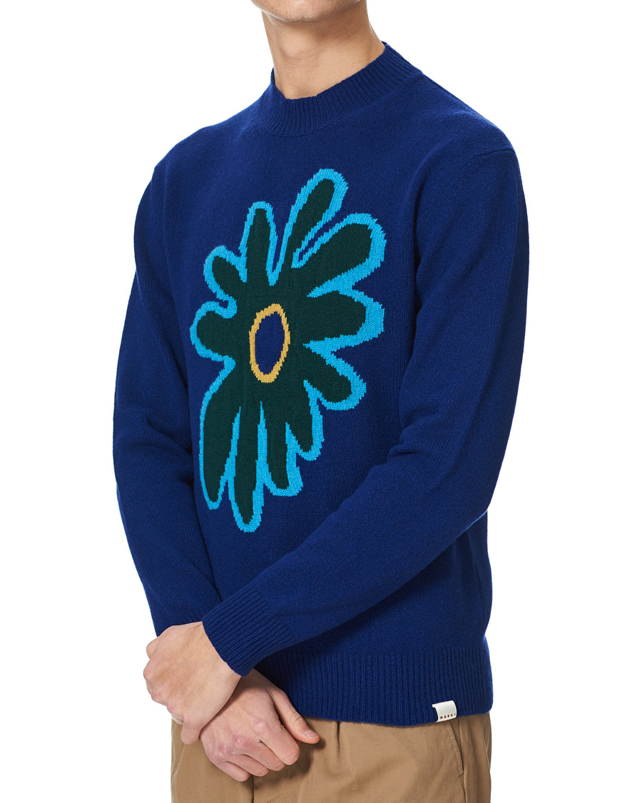 Herren | Pullover | Marni | Cashmere Flower Sweater Dark Blue