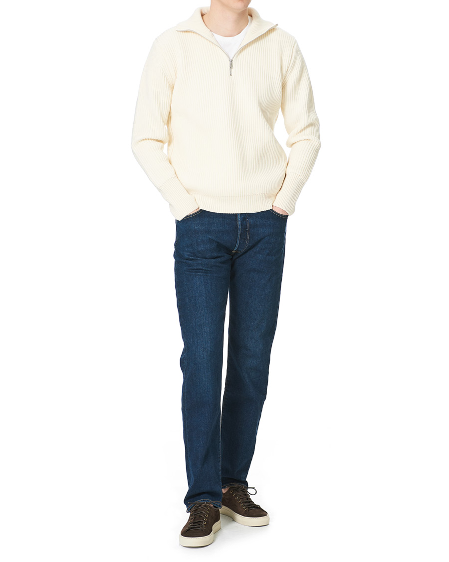 Herren | Pullover | Andersen-Andersen | Navy Half Zip Off White