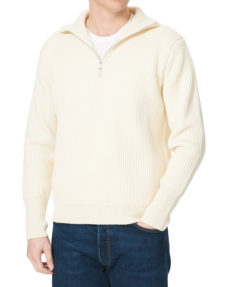 Herren | Pullover | Andersen-Andersen | Navy Half Zip Off White