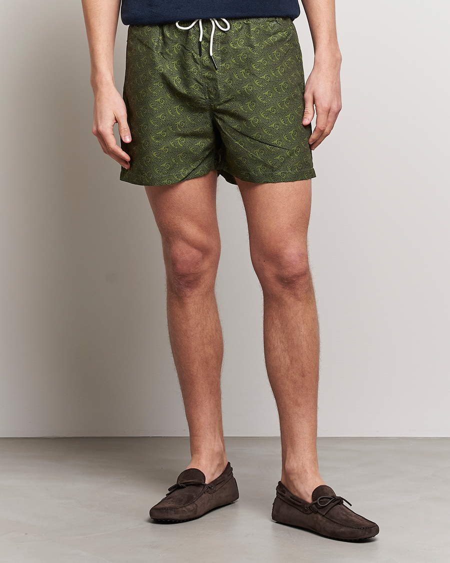 Herren | Badehosen | OAS | Printed Swimshorts Green Squiggle