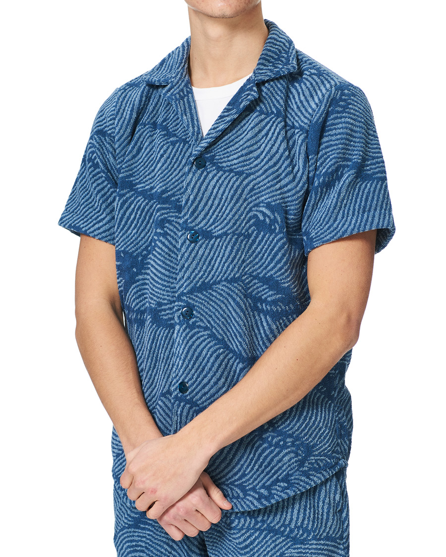 Herren | Hemden | OAS | Wavy Terry Short Sleeve Shirt Blue