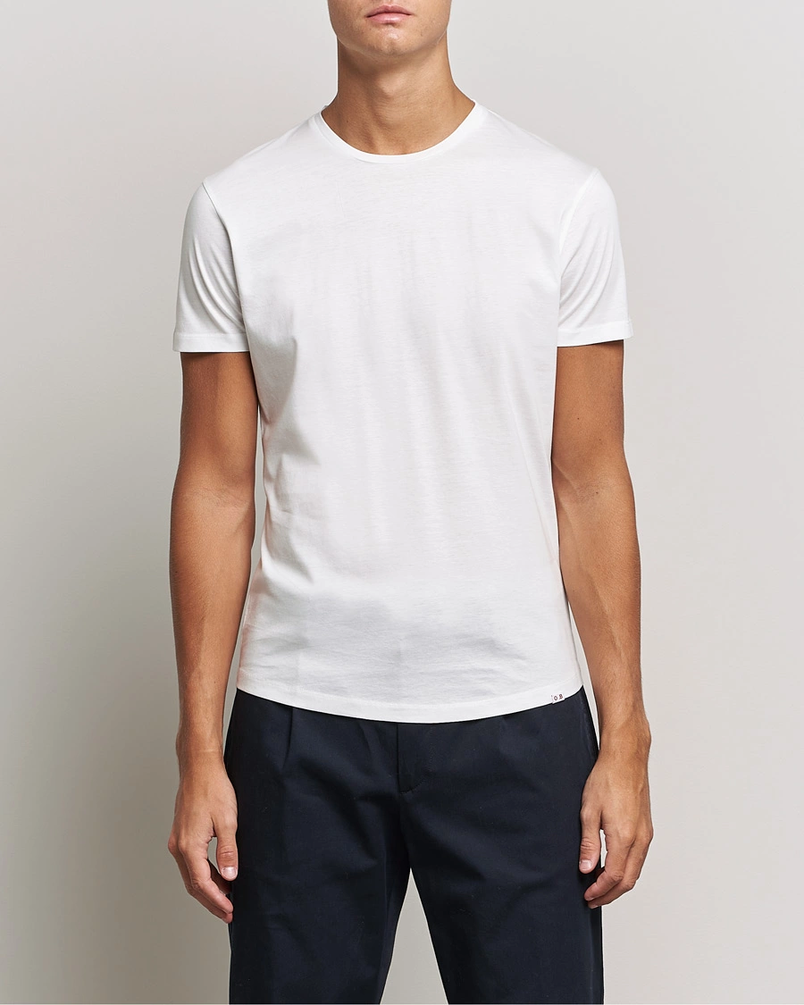 Herren | Weiße T-Shirts | Orlebar Brown | OB Crew Neck Mercerised Cotton Tee White