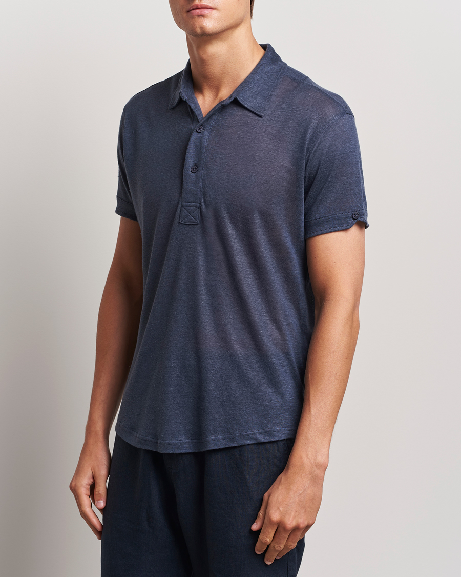 Herren | Poloshirts | Orlebar Brown | Sebastian Linen Polo Navy