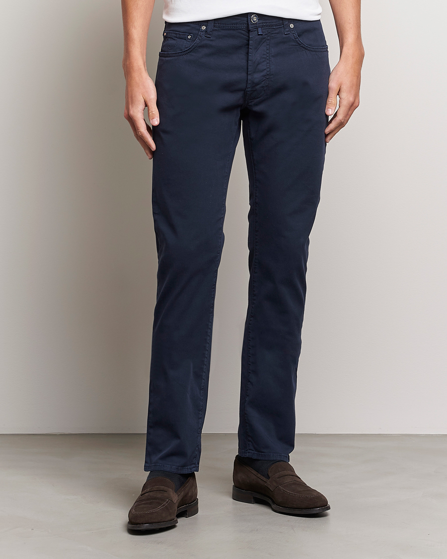 Herren | Italian Department | Jacob Cohën | Bard Garment Dyed Gabardine Trousers Navy