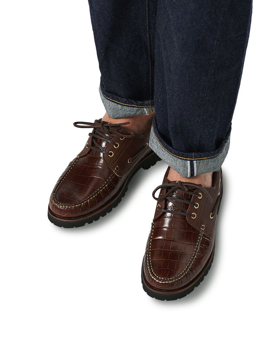 Herren | VINNY's Aztec Boat Shoe Brown Croc | VINNY's | Aztec Boat Shoe Brown Croc