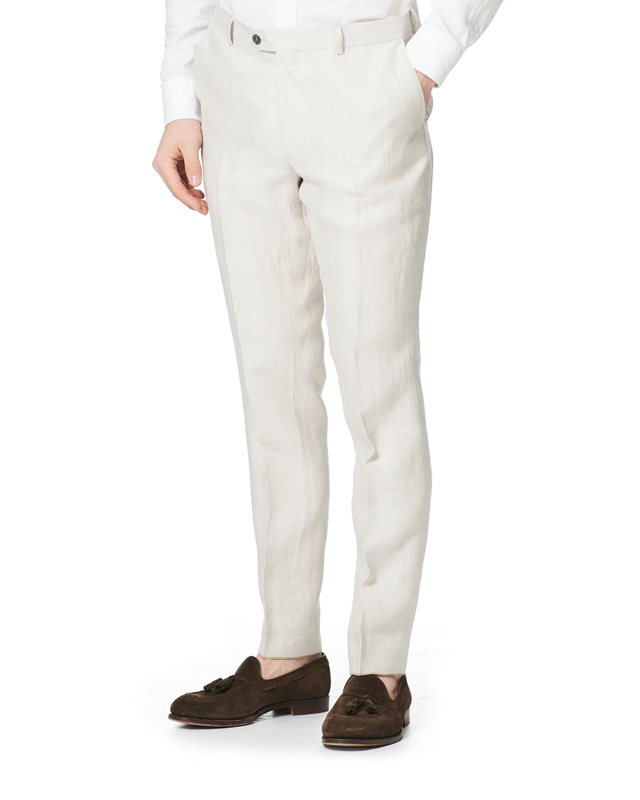 Herren |  | Oscar Jacobson | Denz Linen Trousers Off White