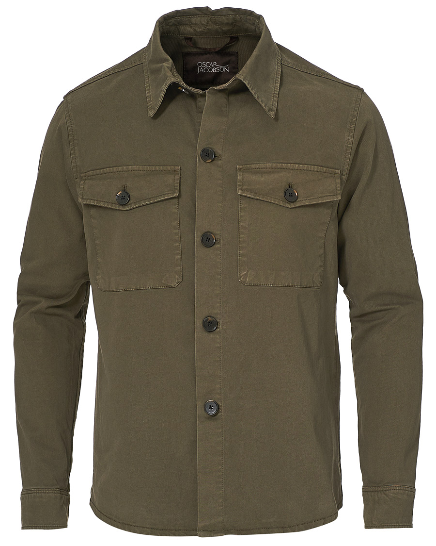 Herren | Hemden | Oscar Jacobson | Milron Cotton Overshirt Olive