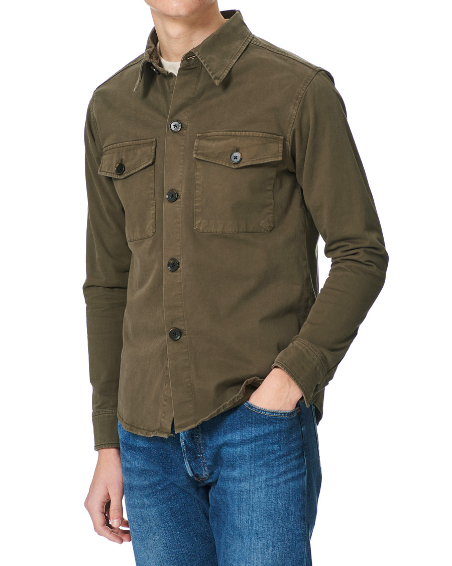 Herren | Hemden | Oscar Jacobson | Milron Cotton Overshirt Olive