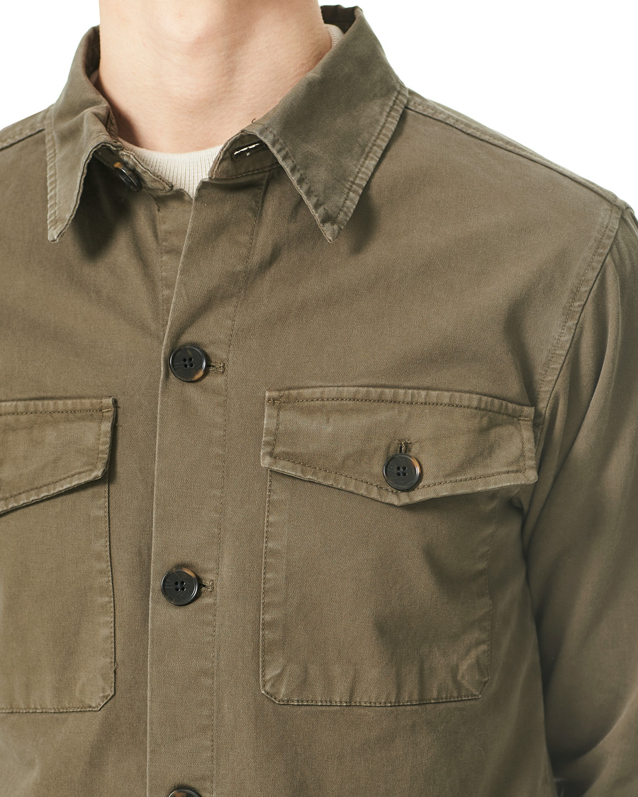 Herren | Hemden | Oscar Jacobson | Milron Cotton Overshirt Olive