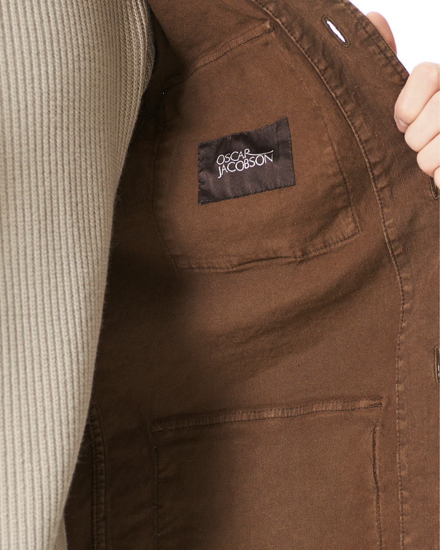 Herren | Hemden | Oscar Jacobson | Linen Safari Shirt Jacket Brown