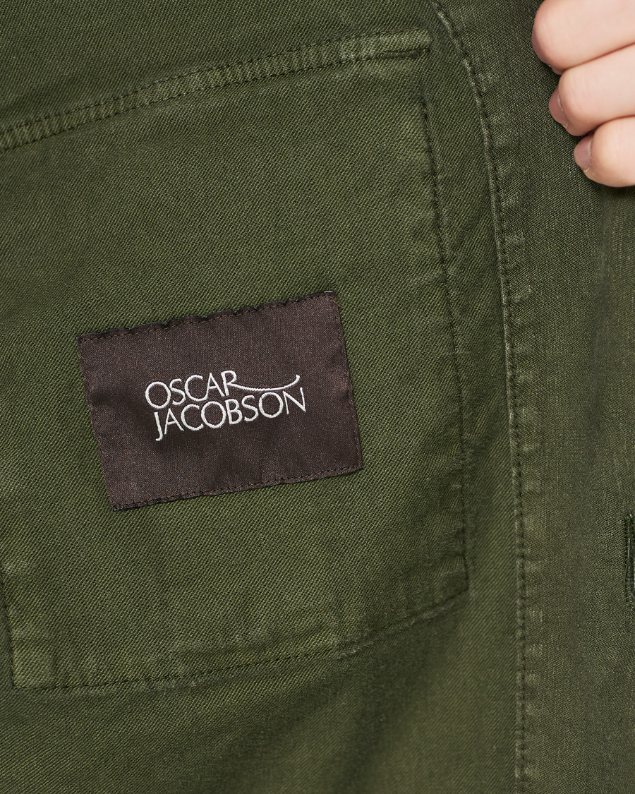 Herren | Hemden | Oscar Jacobson | Linen Safari Shirt Jacket Olive