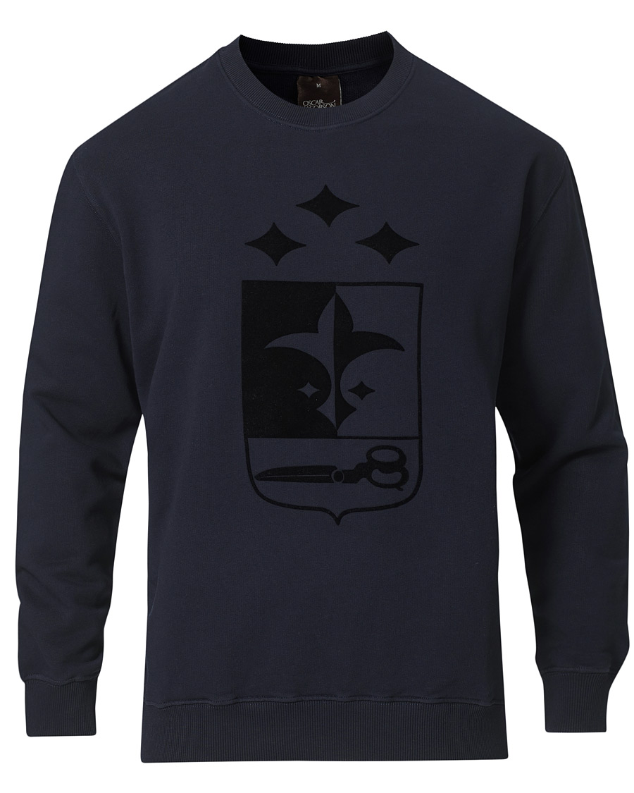 Herren | Pullover | Oscar Jacobson | Large Shield Cotton Sweatshirt Blue