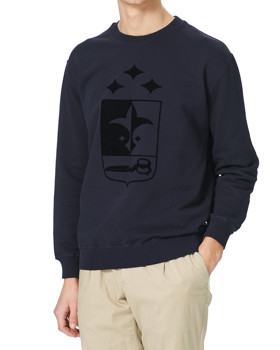 Herren | Pullover | Oscar Jacobson | Large Shield Cotton Sweatshirt Blue