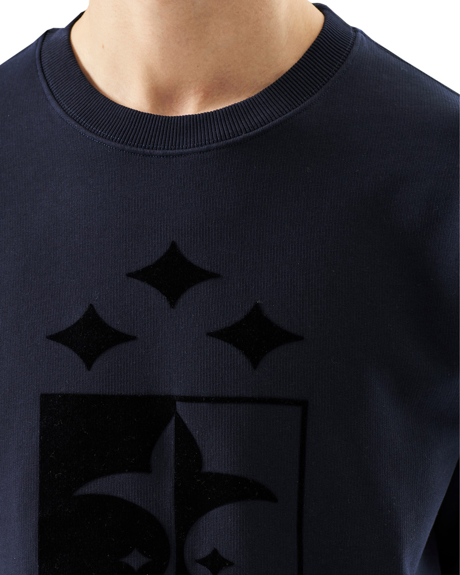 Herren | Pullover | Oscar Jacobson | Large Shield Cotton Sweatshirt Blue