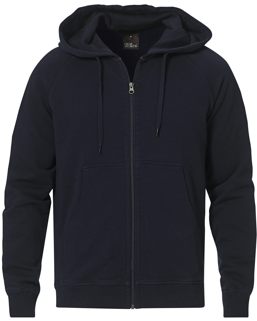 Herren | Pullover | Oscar Jacobson | Olof Full Zip Cotton Hood Navy