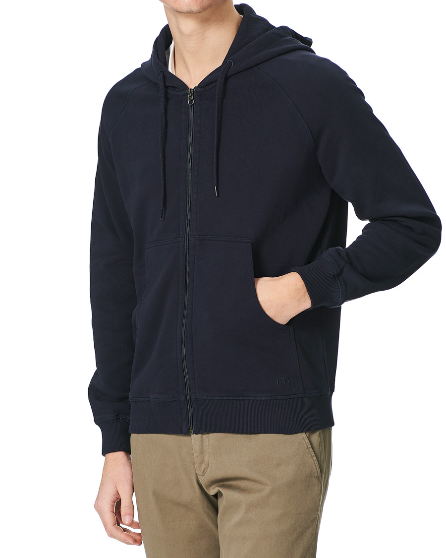 Herren | Pullover | Oscar Jacobson | Olof Full Zip Cotton Hood Navy