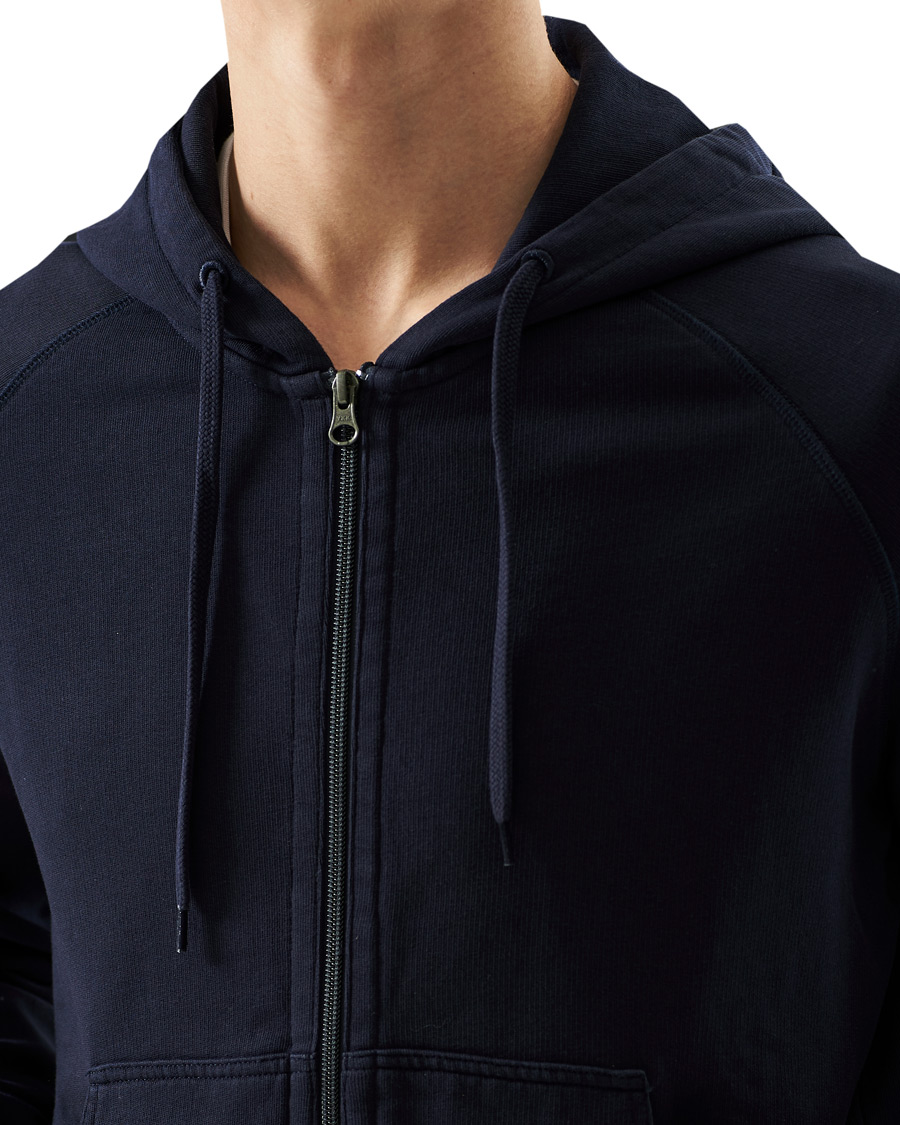 Herren | Pullover | Oscar Jacobson | Olof Full Zip Cotton Hood Navy
