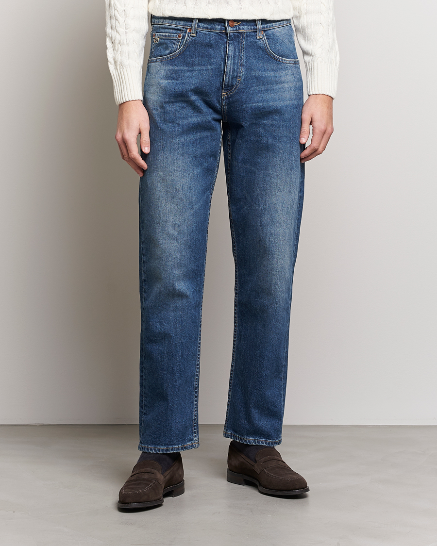 Herren | Jeans | Oscar Jacobson | Johan Straight Fit Cotton Stretch Jeans Vintage Wash