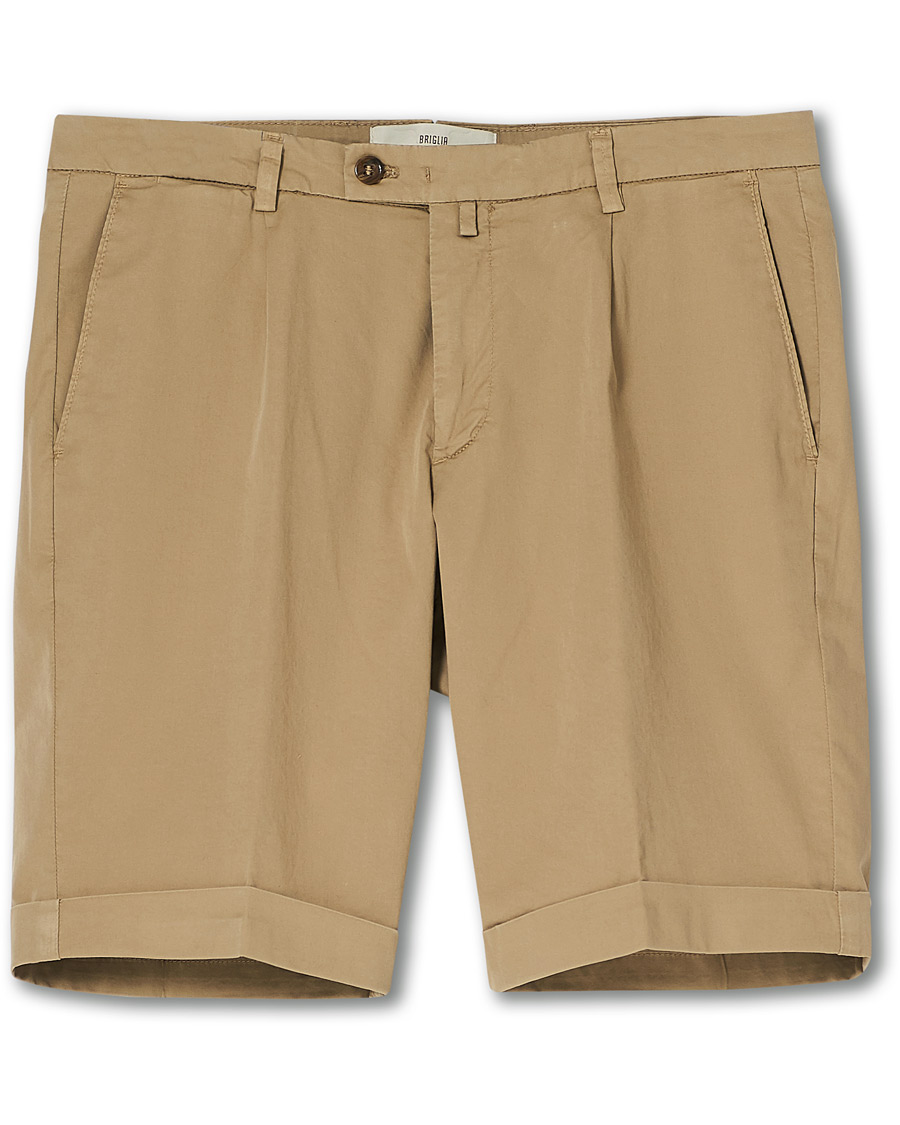 Herren | Shorts | Briglia 1949 | Pleated Cotton Shorts Beige