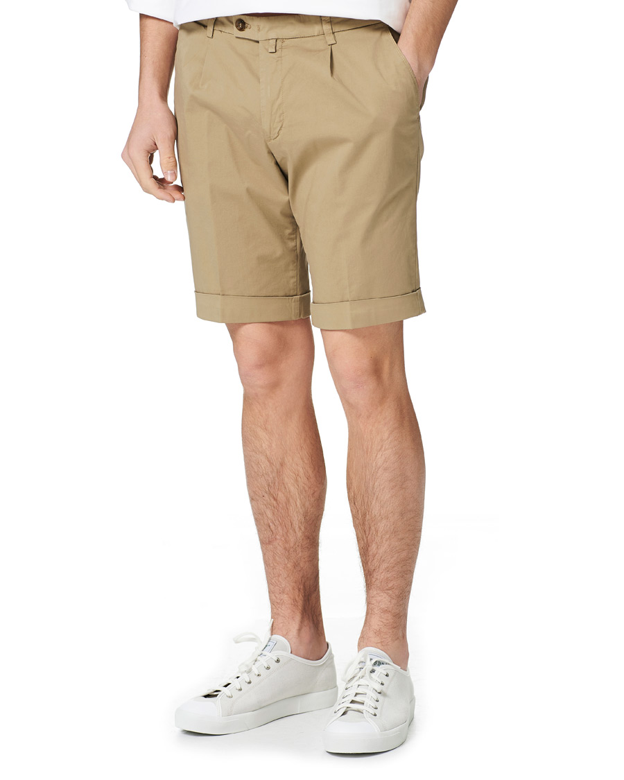 Herren | Shorts | Briglia 1949 | Pleated Cotton Shorts Beige