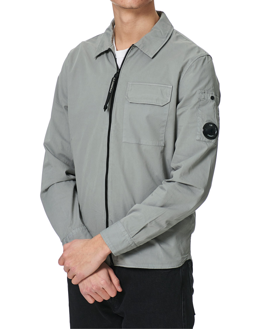 Herren | Hemden | C.P. Company | Garment Dyed Gabardine Zip Shirt Jacket Light Grey
