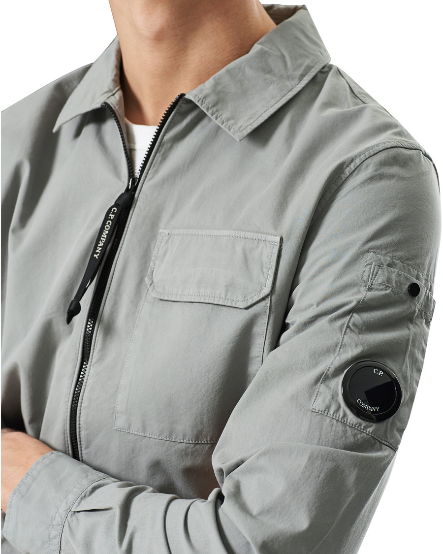 Herren | Hemden | C.P. Company | Garment Dyed Gabardine Zip Shirt Jacket Light Grey