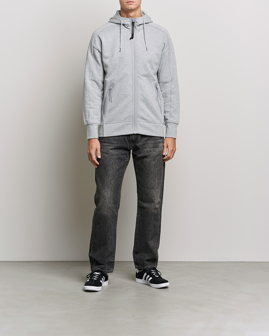 Herren | Pullover | C.P. Company | Diagonal Raised Fleece Full Zip Goggle Hoodie Grey