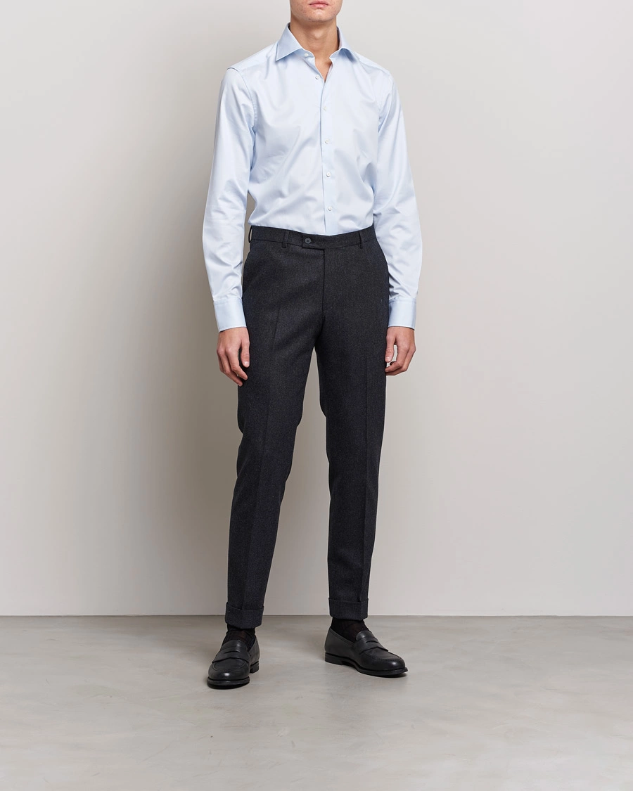 Herr | Businesskjortor | Stenströms | Slimline Thin Stripe Shirt White/Blue