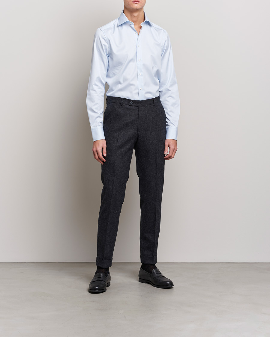 Herr |  | Stenströms | Slimline Thin Stripe Shirt White/Blue