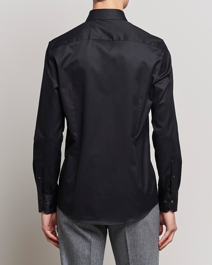 Herren | Hemden | Stenströms | Slimline Cut Away Shirt Black