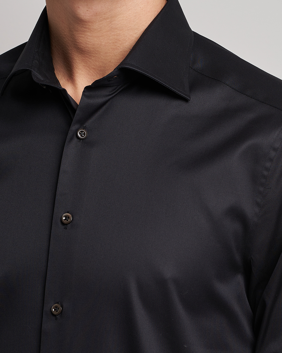 Herren | Hemden | Stenströms | Slimline Cut Away Shirt Black