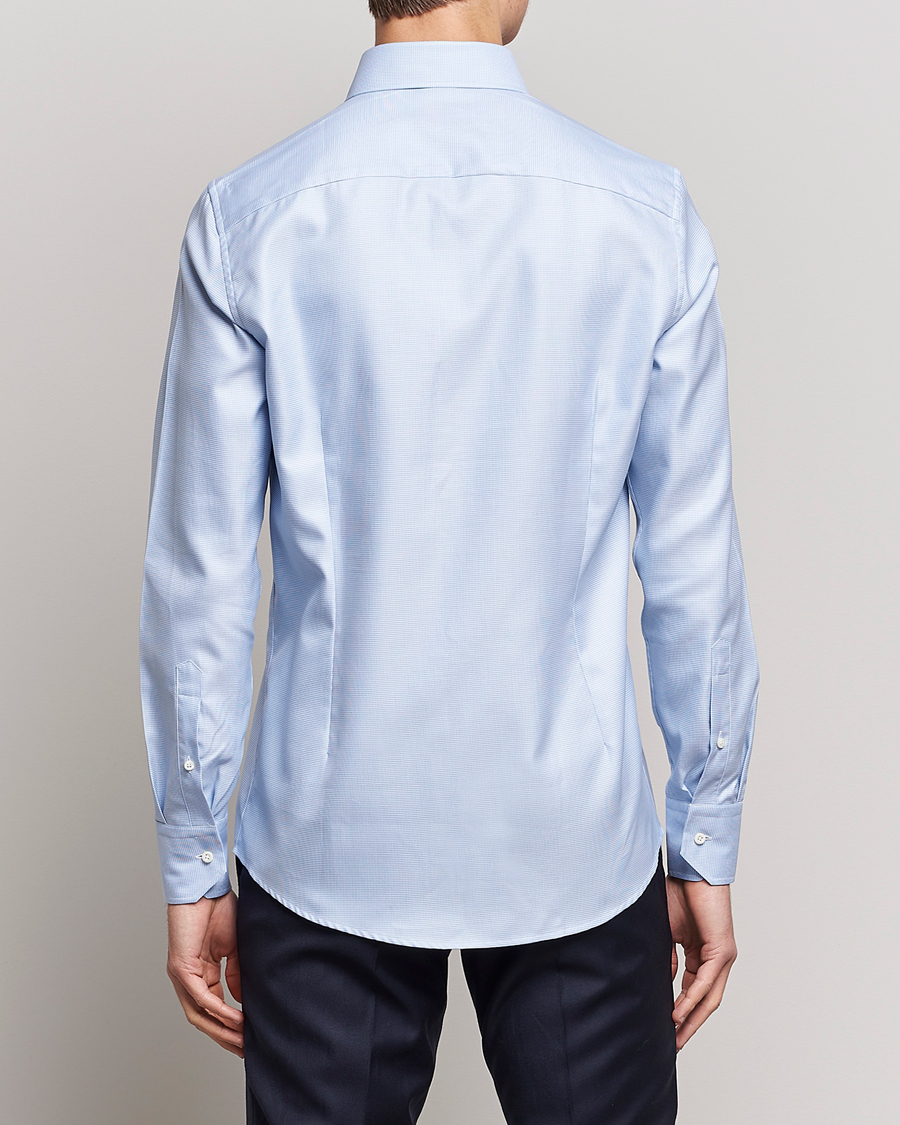 Herren | Hemden | Stenströms | Slimline Houndstooth Shirt Light Blue