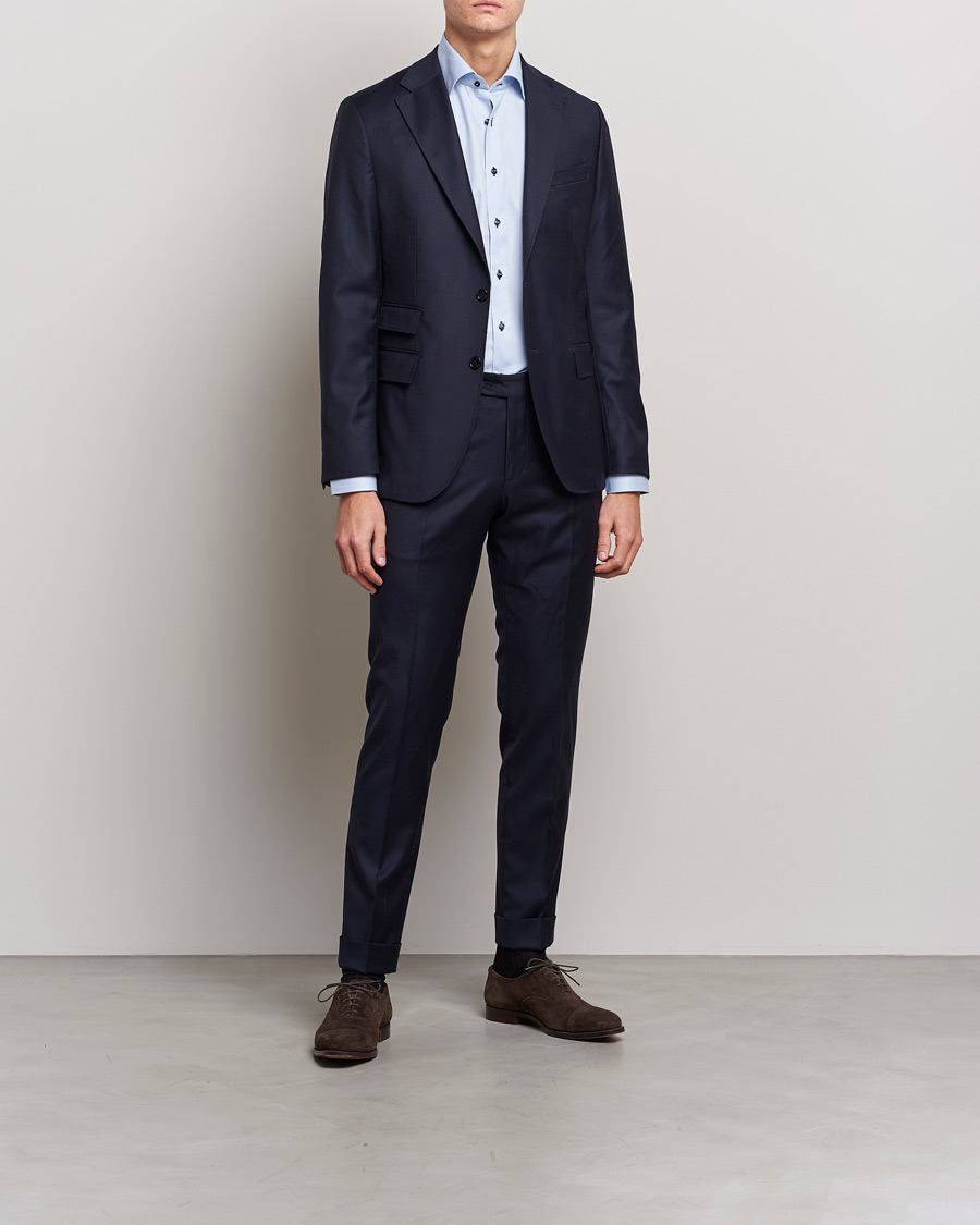 Herren | Hemden | Stenströms | Slimline Striped Contrast Shirt Light Blue