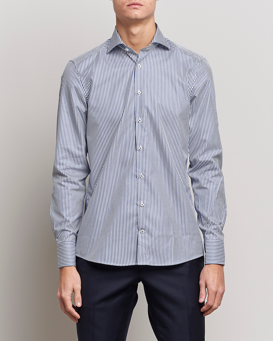 Herren | Alla produkter | Stenströms | Slimline Stripe Cut Away Shirt Navy