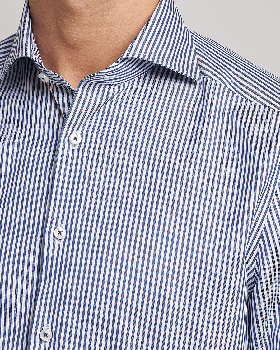 Herren | Hemden | Stenströms | Slimline Stripe Cut Away Shirt Navy