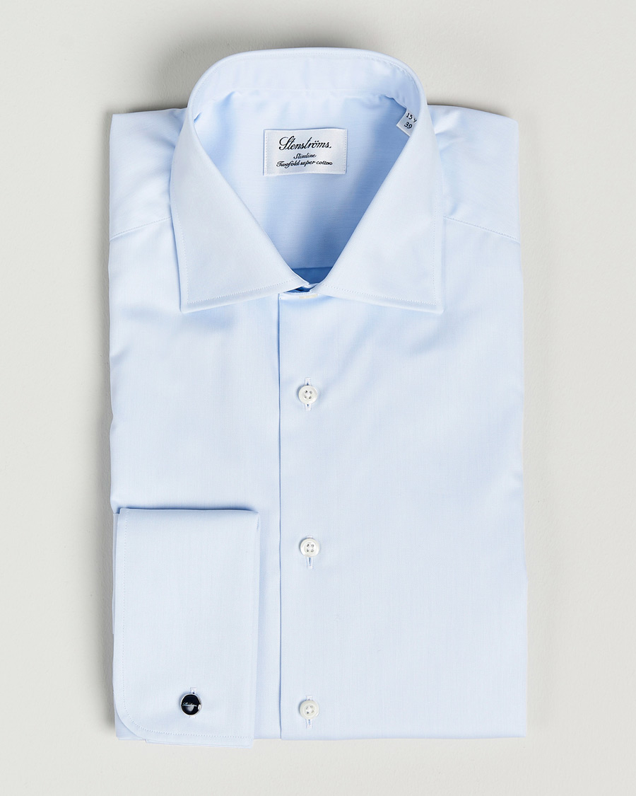 Herren | Hemden | Stenströms | Slimline Double Cuff Light Blue
