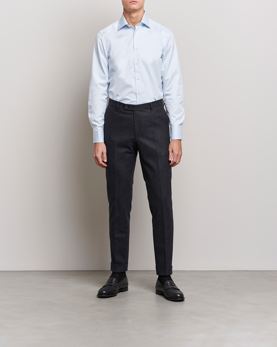 Herren | Hemden | Stenströms | Slimline Double Cuff Light Blue