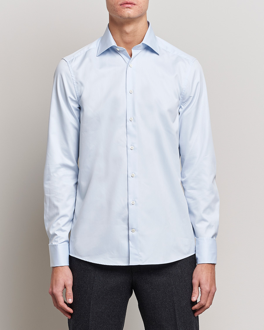 Herren | Hemden | Stenströms | Slimline Double Cuff Light Blue