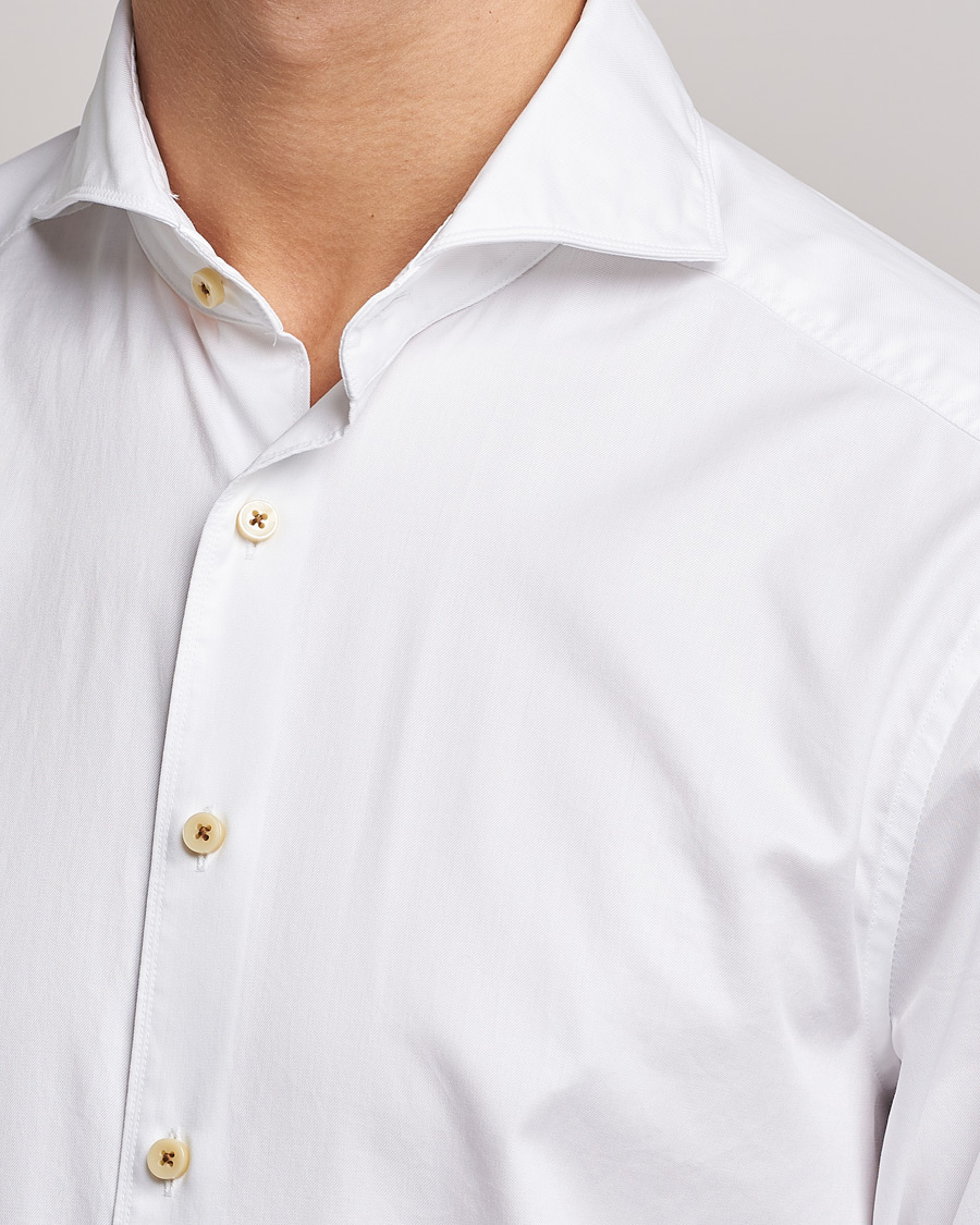Herren | Hemden | Stenströms | Slimline Washed Cotton Shirt White