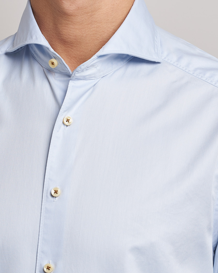 Herren | Hemden | Stenströms | Slimline Washed Cotton Shirt Light Blue