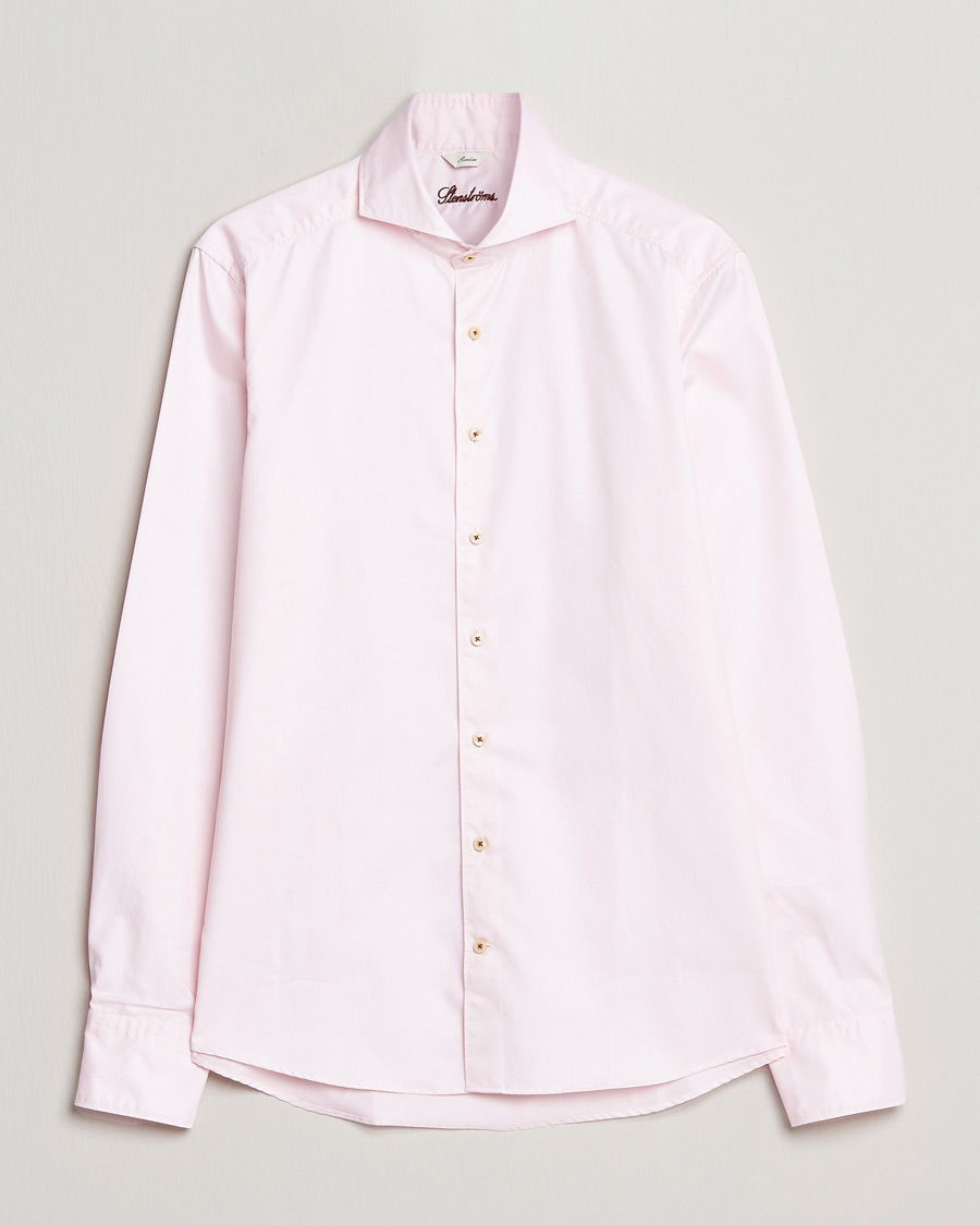 Herren |  | Stenströms | Slimline Washed Cotton Shirt Pink