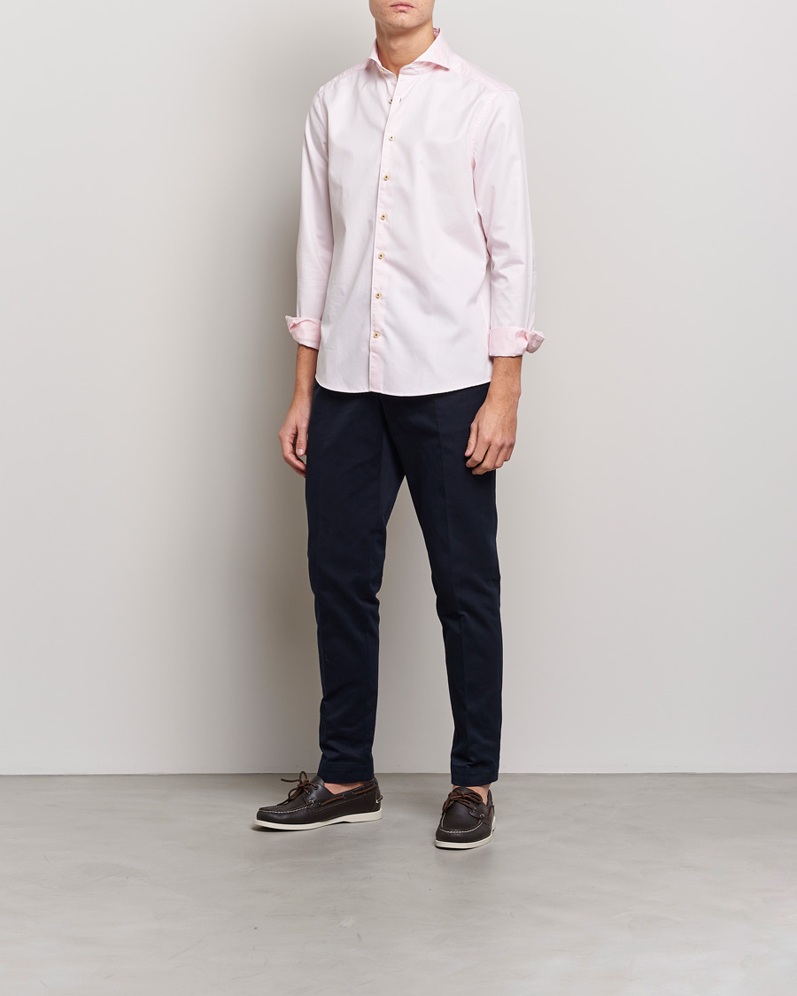Herren | Hemden | Stenströms | Slimline Washed Cotton Shirt Pink