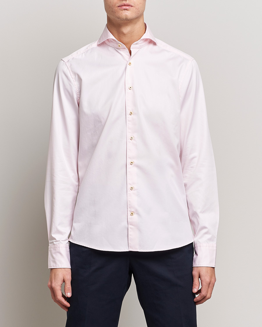 Herren |  | Stenströms | Slimline Washed Cotton Shirt Pink