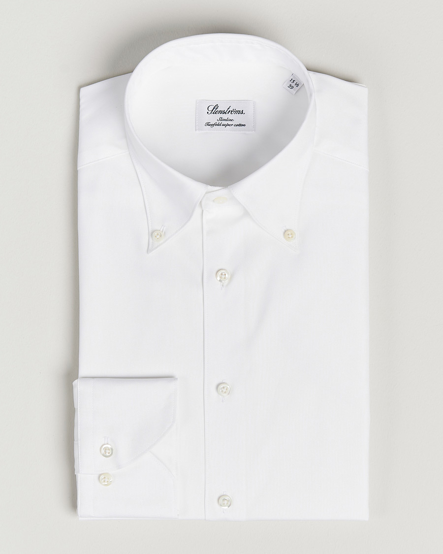 Herren | Hemden | Stenströms | Slimline Pinpoint Oxford Button Down Shirt White