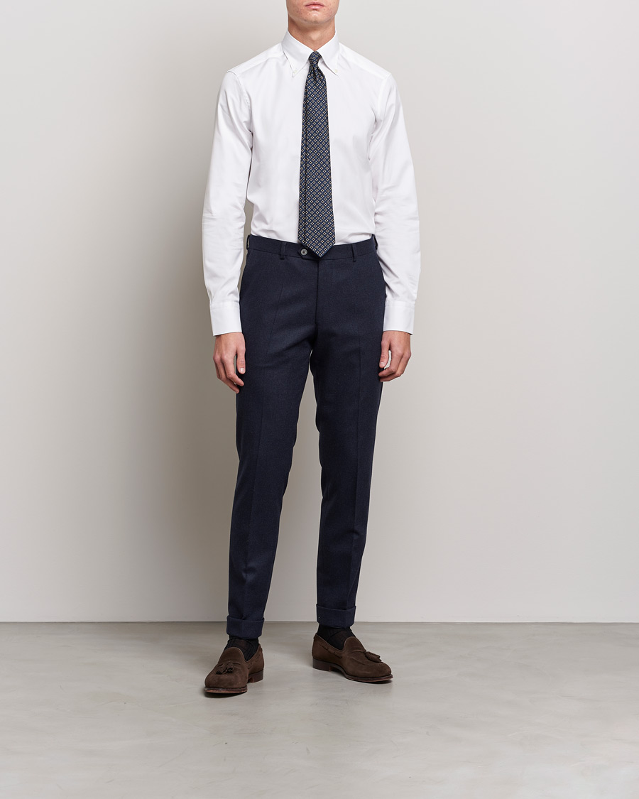 Herren | Hemden | Stenströms | Slimline Pinpoint Oxford Button Down Shirt White