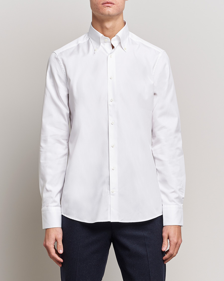 Herren | Hemden | Stenströms | Slimline Pinpoint Oxford Button Down Shirt White