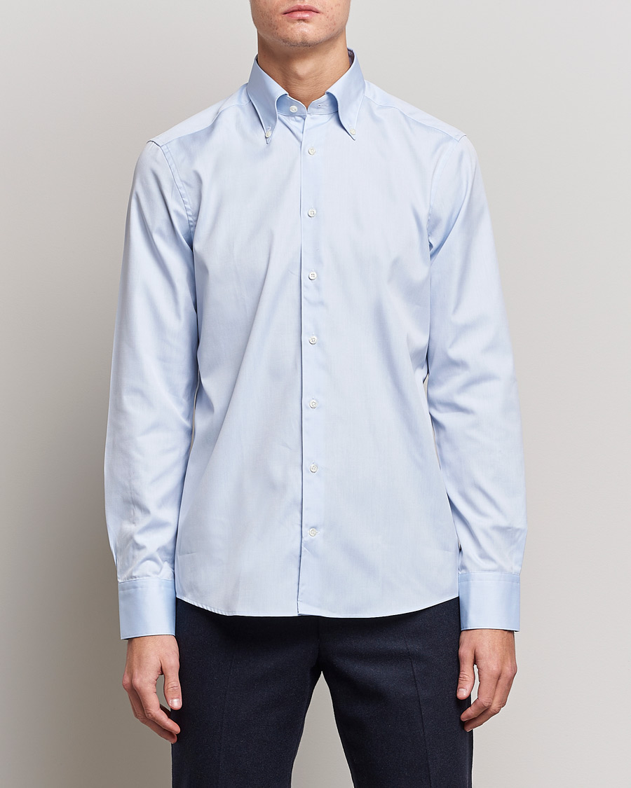 Herren |  | Stenströms | Slimline Pinpoint Oxford Button Down Shirt Light Blue